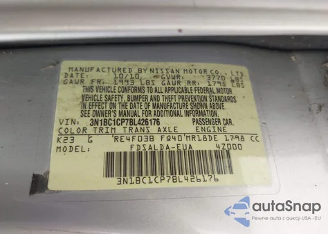 2011 Nissan Versa 1.8S z USA, uszkodzony, nr VIN 3N1BC1CP7BL426176